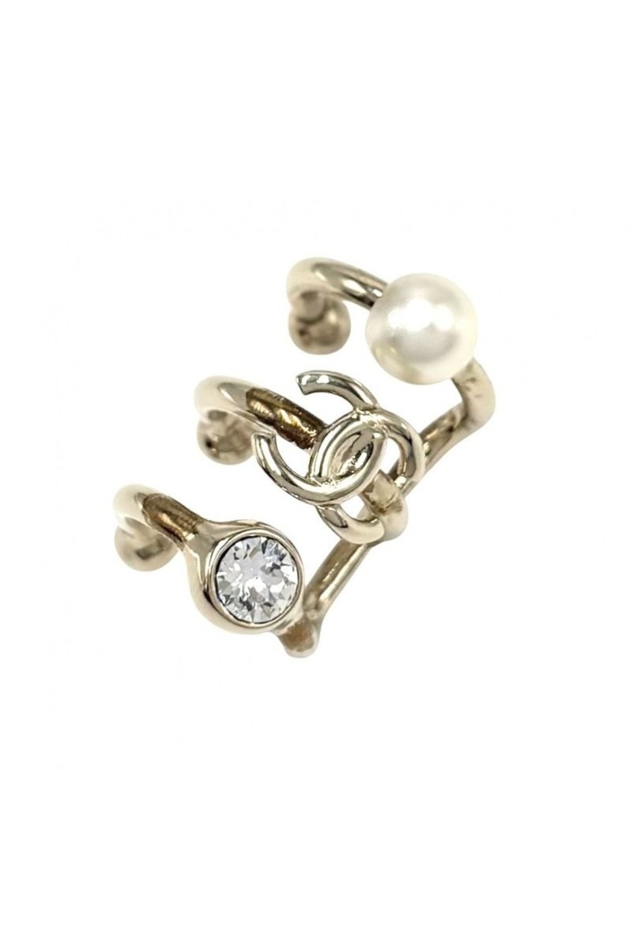 Chanel Ear Cuff Coco Mark Accessories GP Faux Pearl